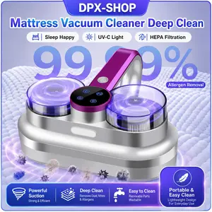 Corded Bed Mattress Vacuum Cleaner, High Power 400W 12Kpa Suction, 275nm UV-C Light, 48000 RPM Brushroll, HEPA Filter, Heating, Ultrasonic, Quintuple Tech, Widened Suction Port, Home Cleaning Appliance, High Power Vacuum