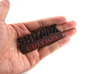 2 Pack Shitbox Edition Car Emblem Badge 3D Sticker Decal with Most Car Truck SUV (Black & Red)