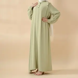 Women Fit Formal Chic Macaron Color Shoulder Button Pullover Abaya MA083 - Modest Women's Abaya Style with Elegant Design  Pastel School Modesty Muslim Clothing Modestfashion