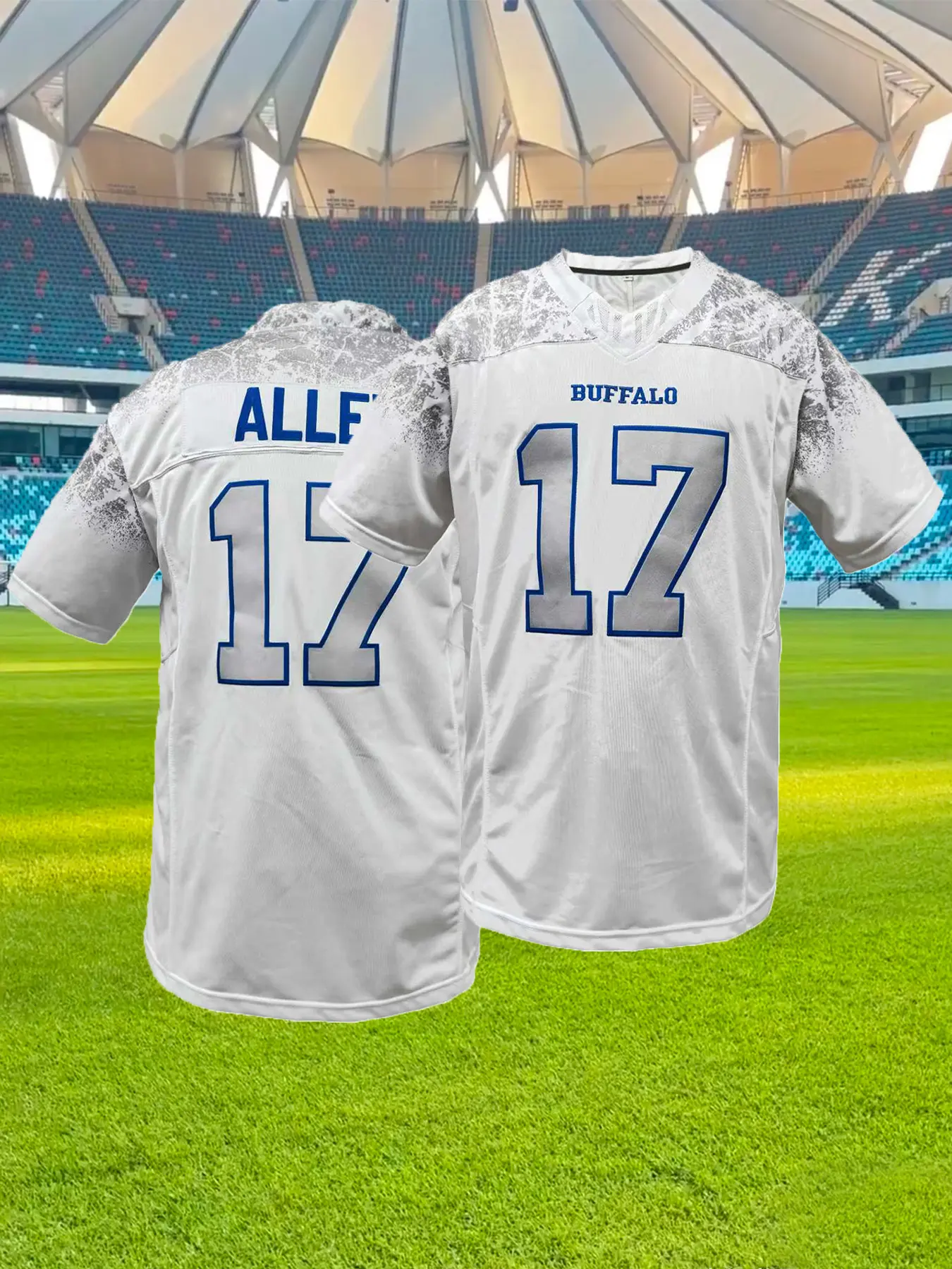 Men's Bill #17 Stitched Football Jersey, Loose Fit Short Sleeve Casual Rugby Jersey, Breathable & Comfortable Design, Ideal for Outdoor Sports & Daily Wear, All-Season Versatile Top, Breathable Athletic Top, Gift for Training, Sports Clothing, Sports Tops
