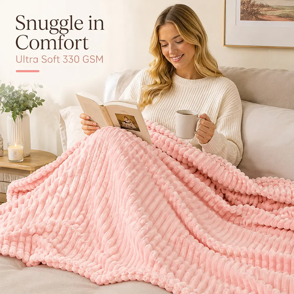 Snooztex Fleece Throw Blanket, Soft Striped Blanket for Sofa Bed,Blue Full | Soft Cozy Striped Fleece, Couch&Bed Comfort, Lightweight Warm Fluffy Blanket,Home Decor Gifts For Women Mom Dorm Travel
