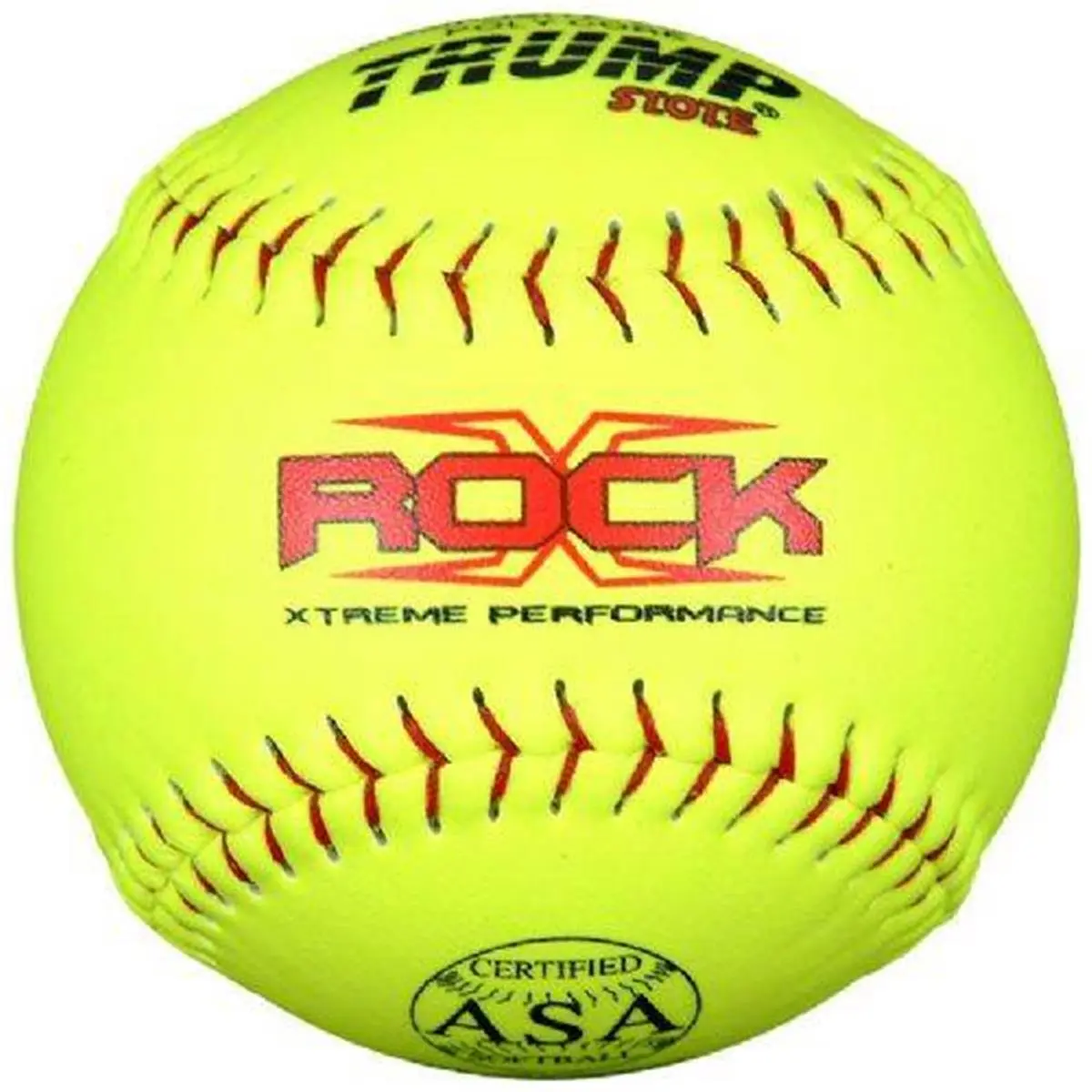 Slowpitch Softball, 12-Inch Yellow Composite Leather Game Ball with Red Stitching and Polycore, Official Certified ASA Stamp, .44 COR 375 Compression, Baseballs, 5.8 Lbs.