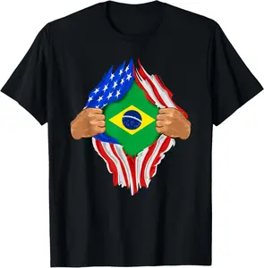 100% cotton Unisex Brazilian Blood Inside Me T-Shirt | Brazil Flag Gift T-Shirt