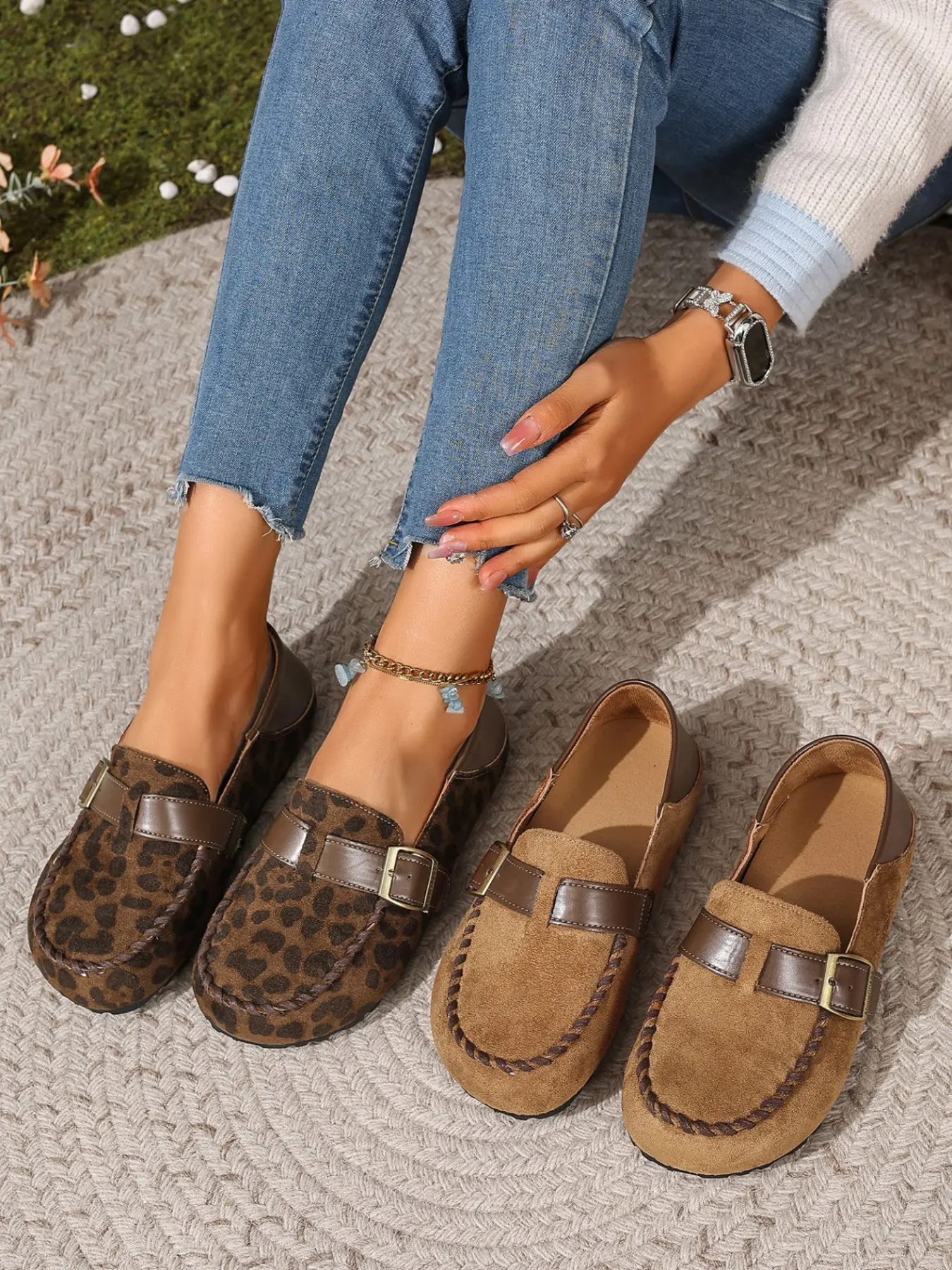 Women's Moccasin Slip-On Comfortable Casual Shoes, Stitch Detailing, Perfect for Daily Wear and Outdoor Leisure, Fashion Casual Trendy Flat Sneakers, Slip On Style, Footwear Slipon