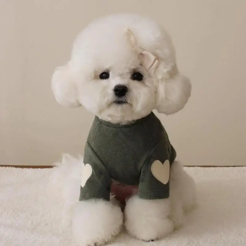 Cute Dog Sweater, Heart Embroidery Warm Pet Clothes, Pet Clothing for Small Dogs, Dog & Cat Clothing Supplies