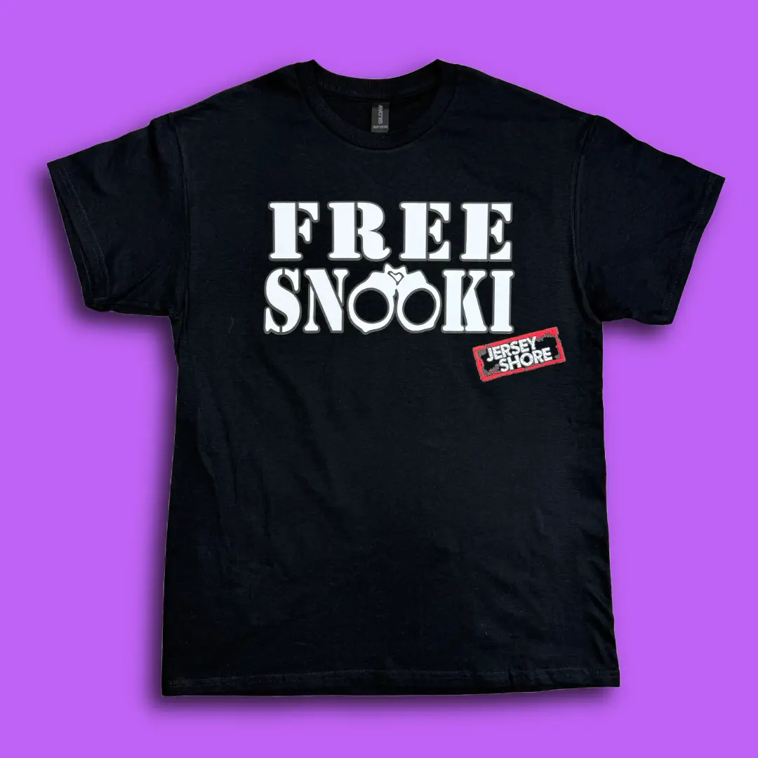 Snooki Jersey Shore Graphic T-Shirt - Men's/Women's Unisex Black Streetwear Short-Sleeve Soft Cotton Top, Classic Fit