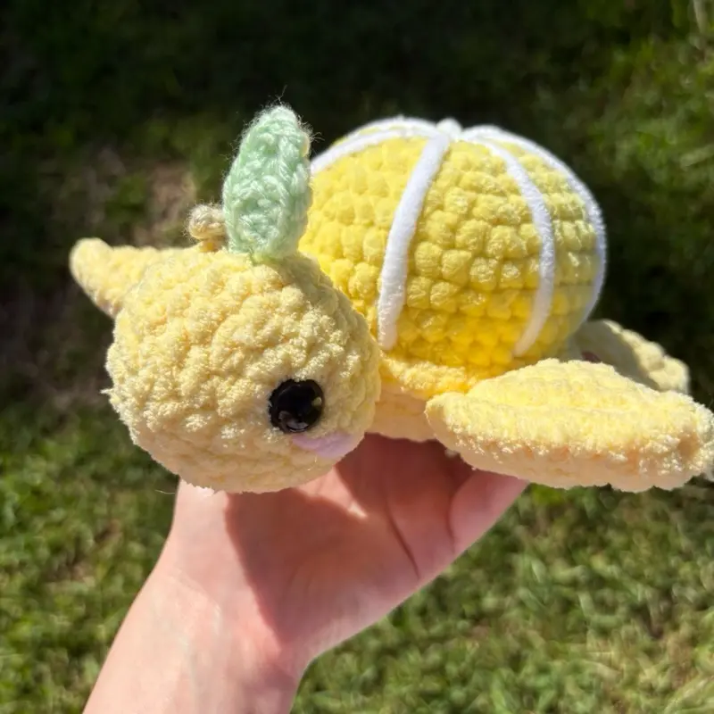 Handmade Lemon Fruit Turtle Crochet Plushie, Handmade Gifts for Collectors, Kawaii.