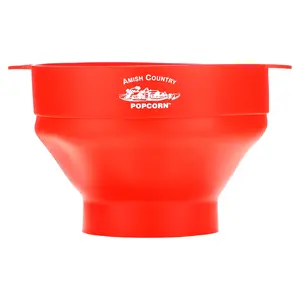 Amish Country Popcorn Silicone Microwave Popcorn Popper, Red, 4 Pieces