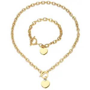 Steel Bonds - Heart Necklace and Bracelet set. Tarnish and water resistant. Suitable for everyday wear!