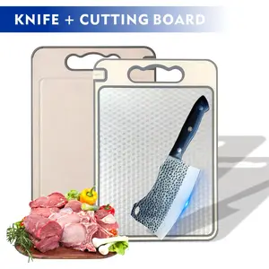 1 set stainless steel cutting board — food-grade metal cutting board with diamond texture for meat and vegetables; ultra-thin, durable, portable, rust-resistant, easy to clean, with refined edges — kitchen tool — kitchenware