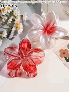 2pcs Plumeria Hair Claw Clips for Women French Design Hawaiian Flower Hair Claws Gradient Pearlescent Jelly Large Nonslip Jaw Clips Summer Beach Aesthetic Hair Accessories Ponytail Holder Styling Tools Gift