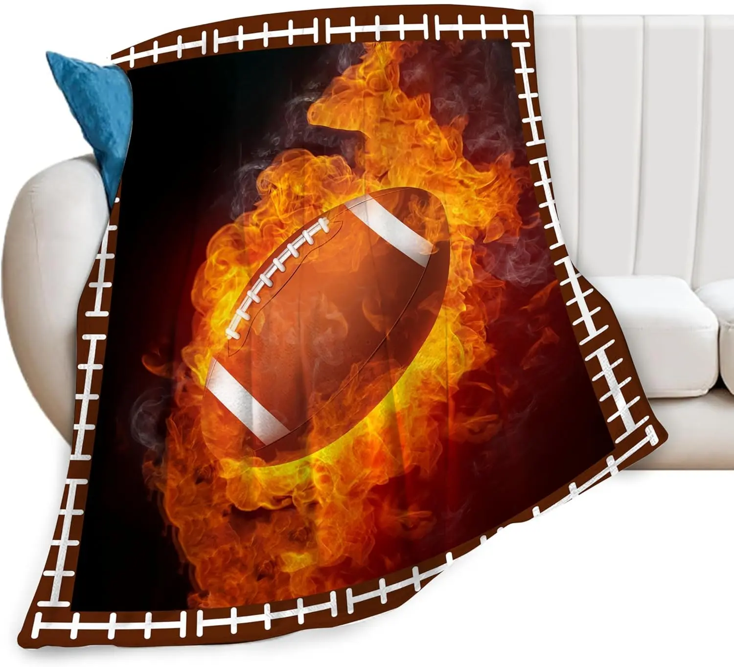 Football Throw Blanket Football Sports Plush Fleece Soft Cozy Rugby Gifts Blanket for Bedroom Living Rooms Sofa Couch Bedding