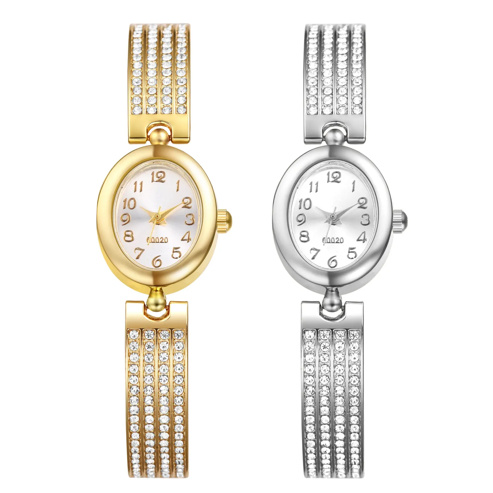 OIDEA Women's Oval Rhinestone Diamond Quartz Bangle Watch with Detachable Chain Bracelet Band – Bling, Diamond-Stoned, Jeweled, Wrist-Worn Styles, Bling Quartz Watches, Diamond-Stoned Quartz Watches