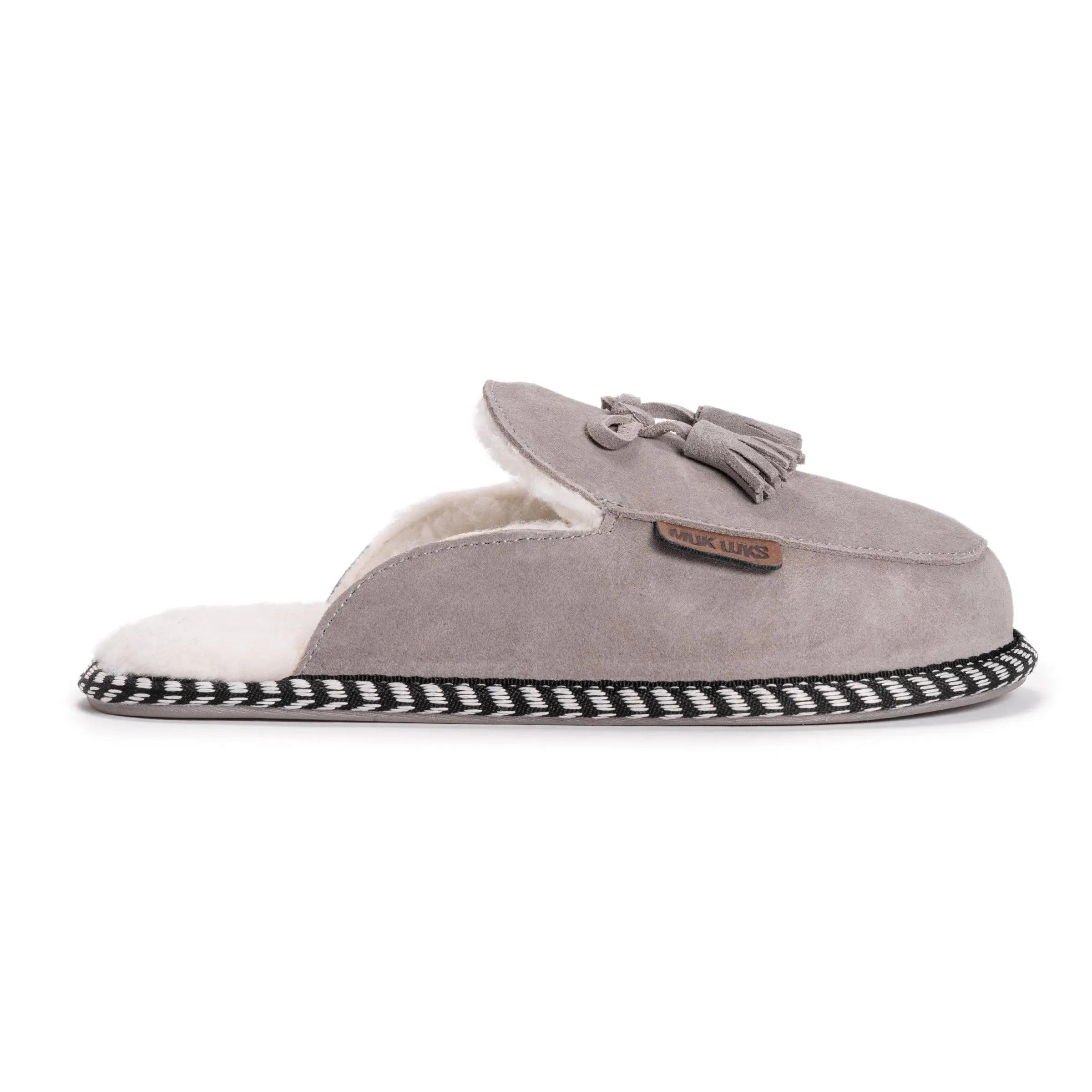 Muk Luks Women's Cosette Cow Suede Casual Mules - Shoe, Home Slippers, Open Slip-On, Flat Heel, Memory Foam Insole, Faux Fur Lining, TPR Indoor-Outdoor Sole, Wool-Polyester Fiber Footwear