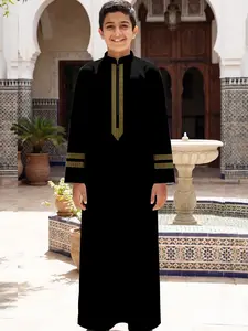 Arabic Style Velvet Fabric Thobe, 3D Print Design, Ritualistic Feel Clothing, Islamic