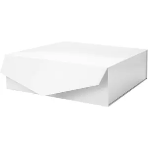 Large  Box with Lid 13.5x9x4.1 Inches, Sturdy Collapsible  Box with ic Closure (Glossy White)