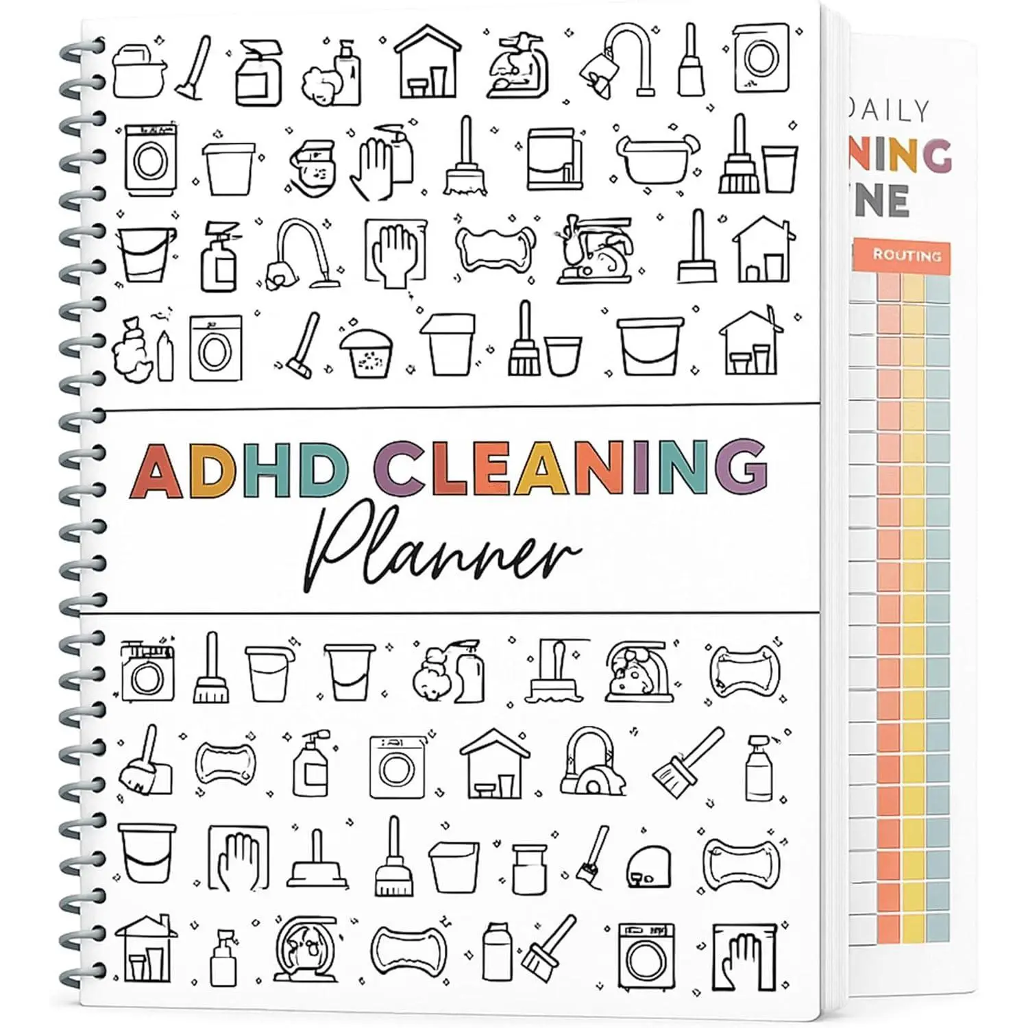 Adult ADHD Cleaning Planner - Undated Daily/Weekly/Monthly Plans & Checklists, Structured Layouts, Easy-to-Use Printed Pages, Complete Cleaning System, Decision Fatigue Relief, Household Organizer Notebook (Thanksgiving Gift, First-Time Homeowners), Mothe
