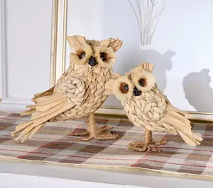 Home Reflections Set of 2 Raffia Woodland Owls