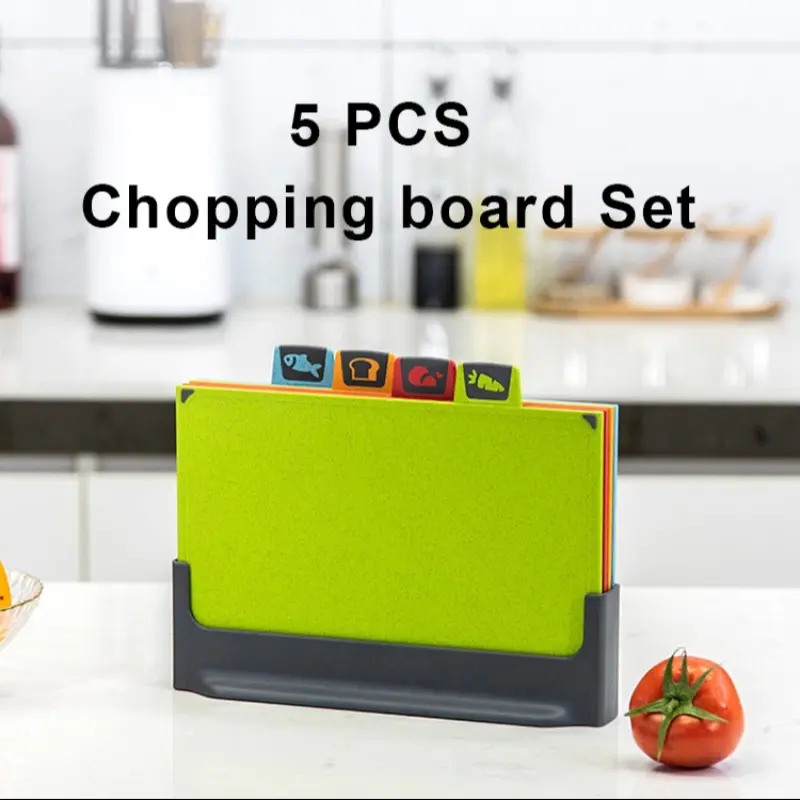 4-Piece Straw Fiber Cutting Board Set with Storage Rack, Durable & Eco-Friendly Kitchen Accessories for Home Cooking & Food Preparation, Cutting Boards for Kitchen