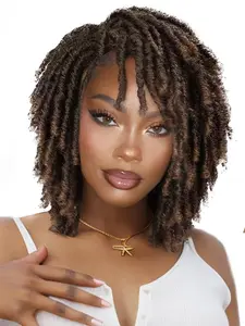 12 Inch Short Dreadlock Wigs for Women, Gorgeous Faux Locs Afro Curly Braided Wigs with Bangs, Synthetic Twists Wigs for Party, Daily Use