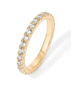 PAVOI Eternity Ring for Women - 14K Gold Plated Cubic Zirconia Stackable Rings for Women - Gold Jewelry Simulated Diamond Wedding Bands