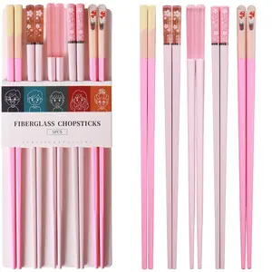 Reusable Chopsticks, 10pcs/set Durable Fiberglass Non-slip Chopsticks Utensils For Sushi, Ramen, Asian Cuisine, Summer for Gift