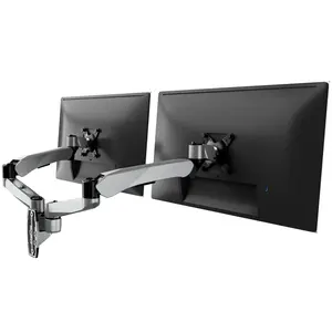 Mount-It! Clix Series Full Motion Dual Monitor Wall Mount with Gas Spring Arms Ergonomic Adjustable Swivel for Two Screens Up to 32" and 19.8 lbs Each