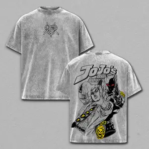 Yoshikage Kira T-Shirt – JoJo's Bizarre Adventure Vintage Washed Oversized Graphic Tee, Streetwear Casual, Heavy Cotton Unisex Top, Killer Queen Design, Gift for Anime Fans