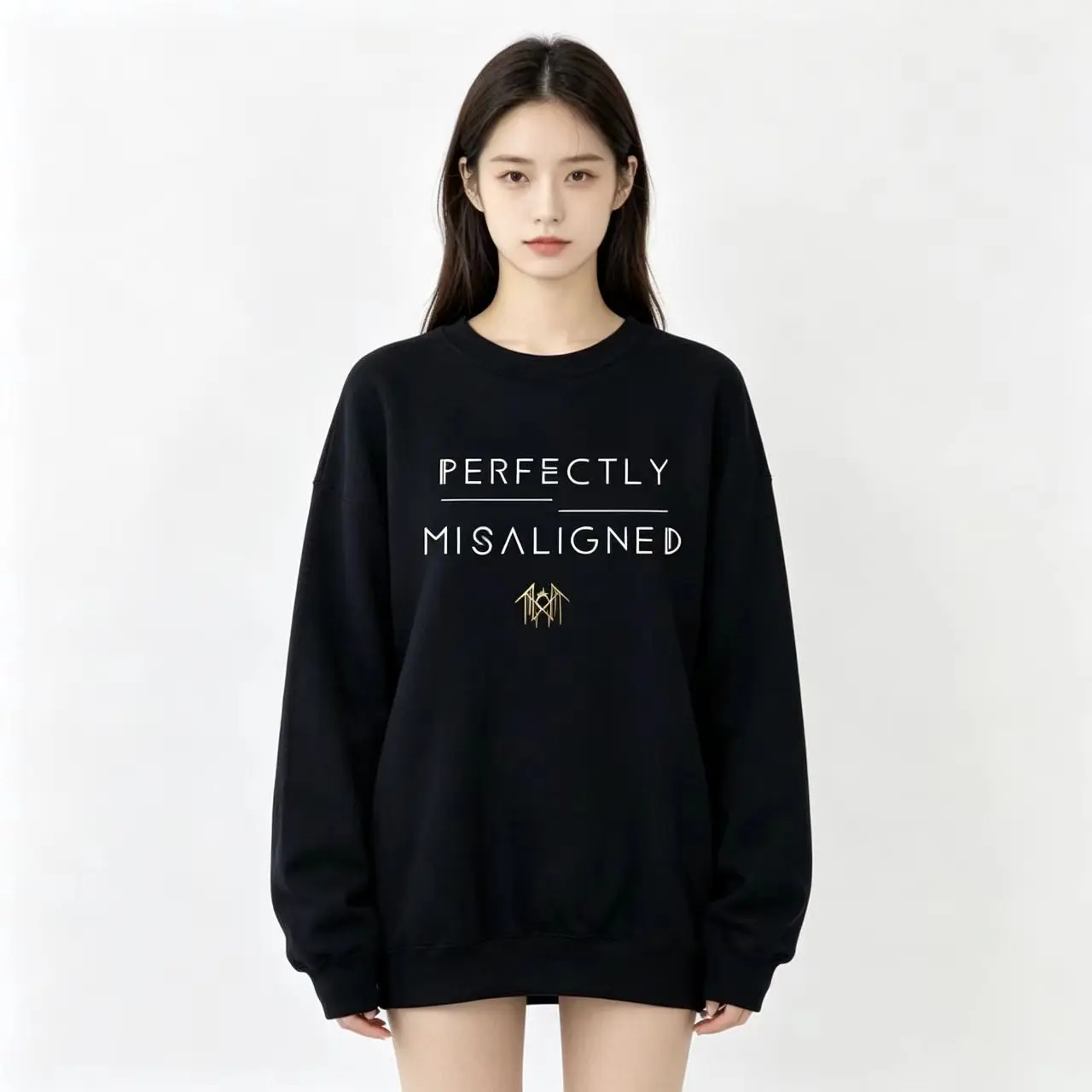 Perfectly Misaligned Sleep Token T-Shirt Sweatshirt, Sweatshirt- Black Graphic Crewneck, Fan Gift, Streetwears Hoodie Fabric