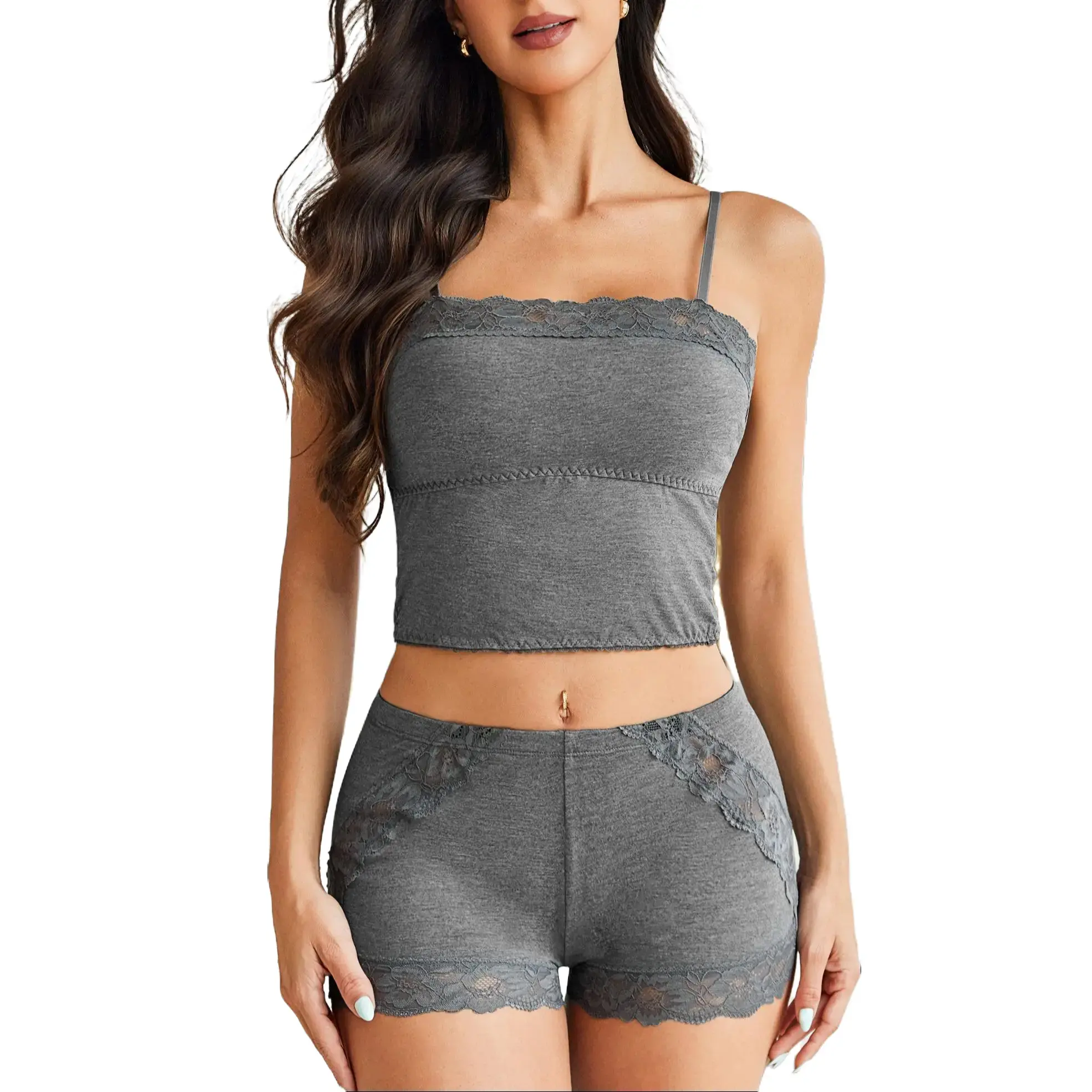 Avidlove Women Cami Pajama Set Sleepwear Soft Lingerie 2 Piece Lace Trim Short PJ Set Nightwear S-XXL