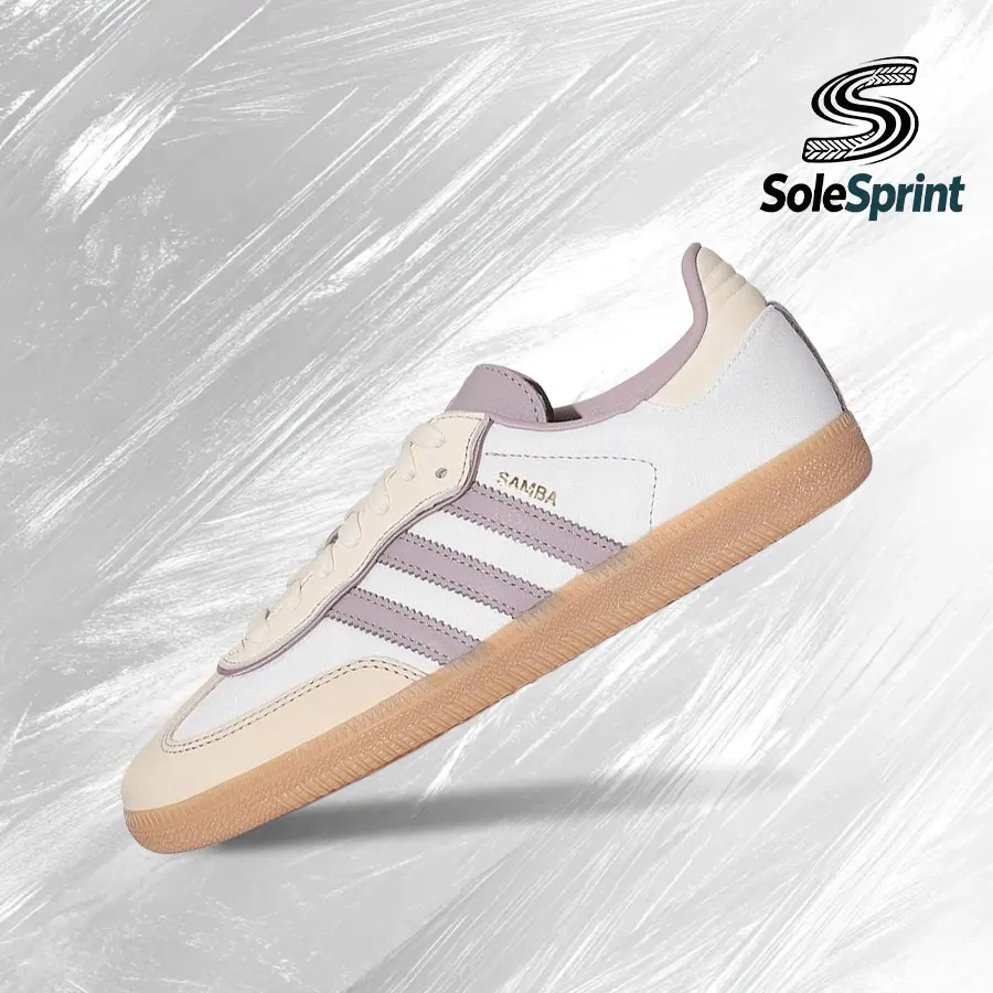 Adidas Women's Samba OG 'Cream White Preloved Fig' IE1417 Female Casual Sneaker Trainer - Shock-Absorb Comfort, Vintage Gym-Streetwear, Spring-Summer Lifestyle Footwear