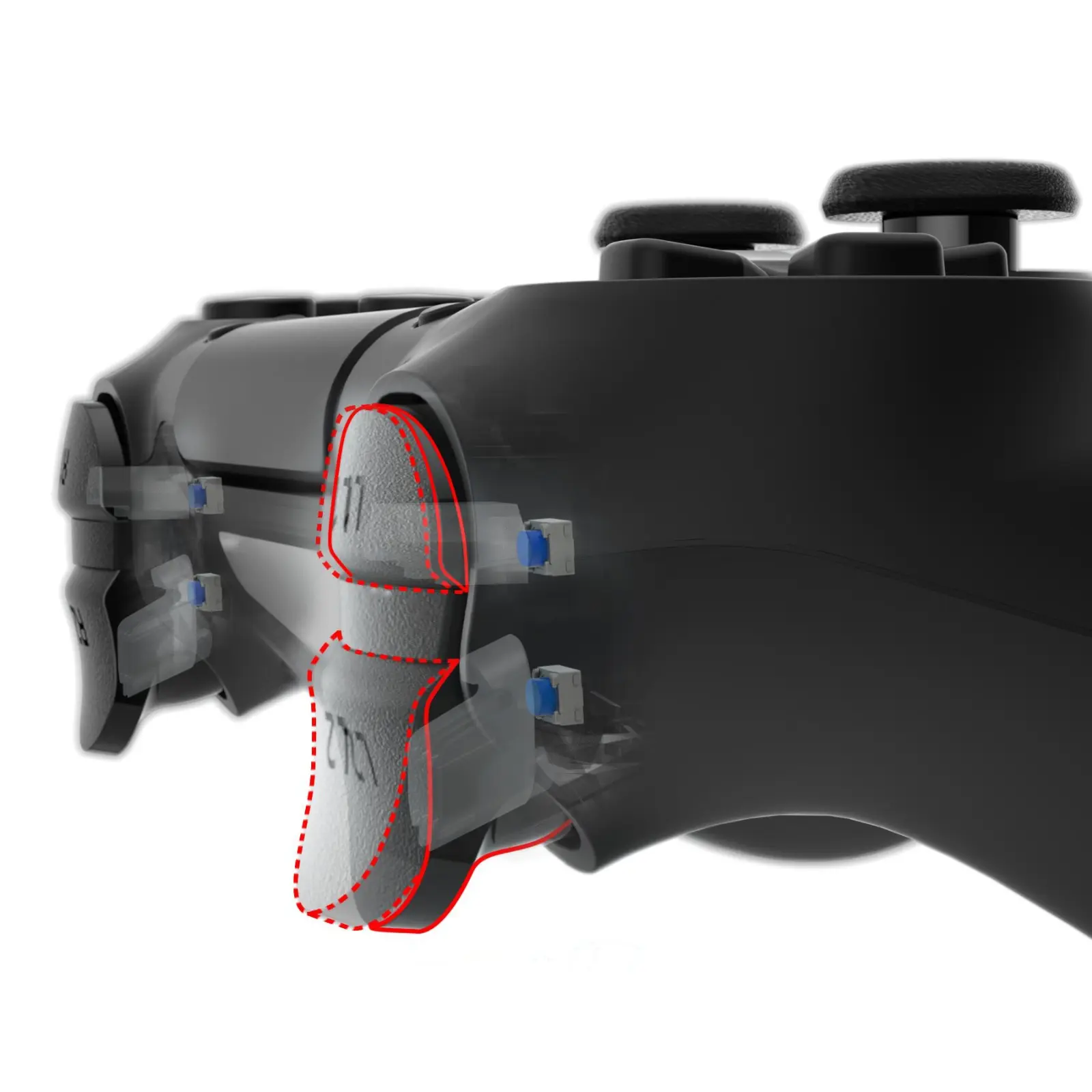 eXtremeRate Blue Clicky Hair Trigger Kit with Flex Tactile & Clicky Switches for PS4 CUH-ZCT2/Slim/Pro Controllers, Gaming Console Accessories with Custom Tactile Bumper Shoulder Buttons, Silicone Parts & Cable
