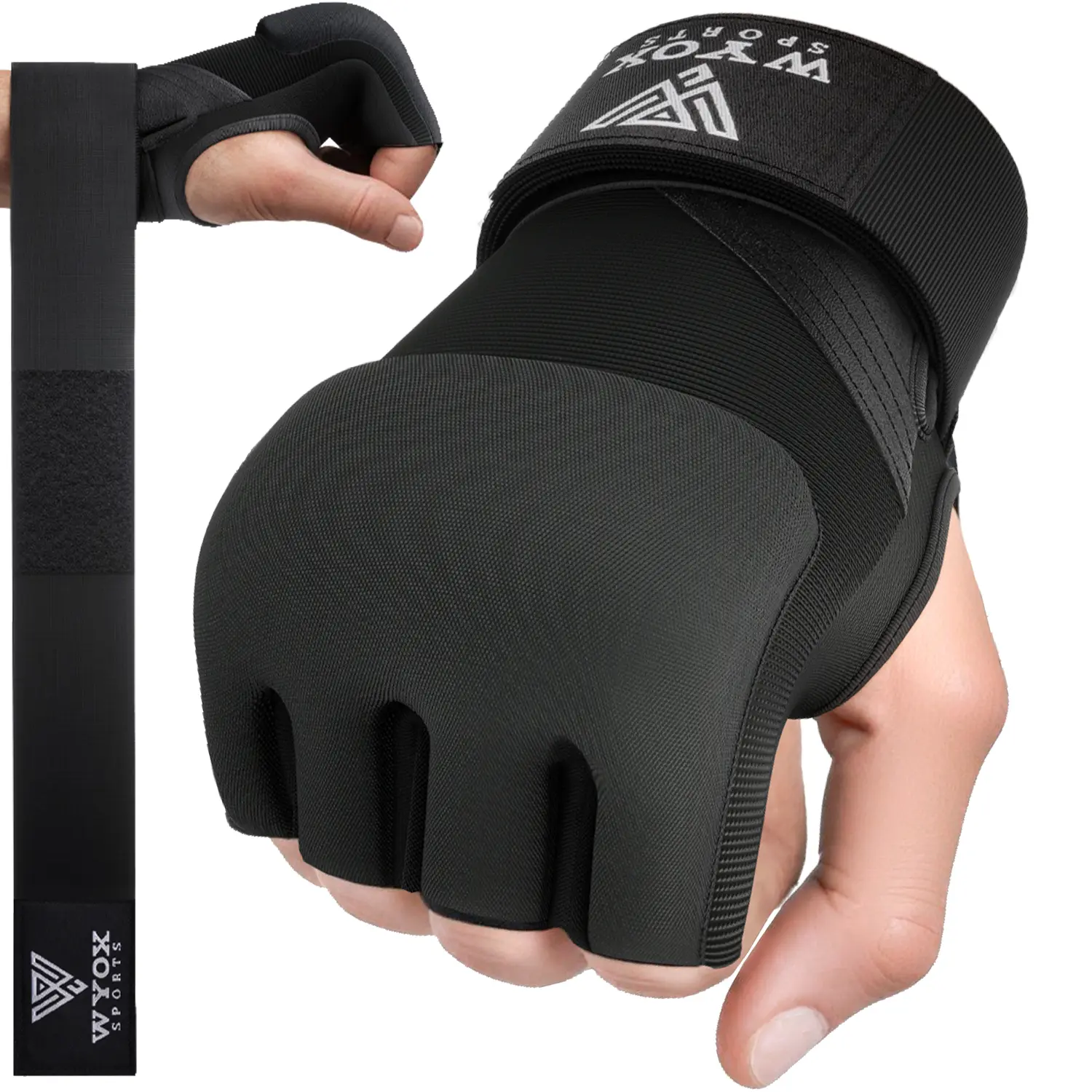WYOX Gel Boxing Hand Wraps Inner Gloves for Men & Women, 80cm Quick Wrist Straps, Padded Knuckle Protection for Muay Thai Kickboxing, Hand Wraps for Boxing & Martial Arts