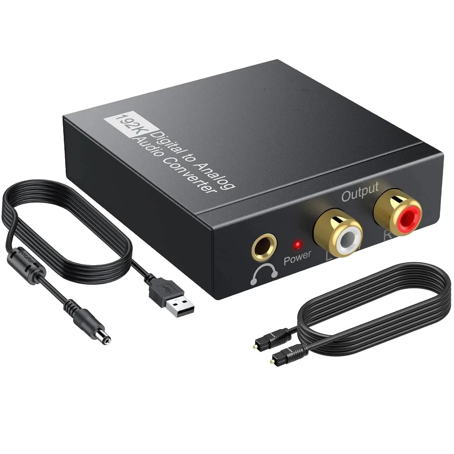 192kHz Digital-to-Analog Audio Converter (192kHz DAC) - Durable Electronic Accessory with USB, Optical Input, RCA L/R Output, 3.5mm Jack Output, Aluminium Alloy Cable Compatibility for Home Cinema Systems, Blu-Ray Players