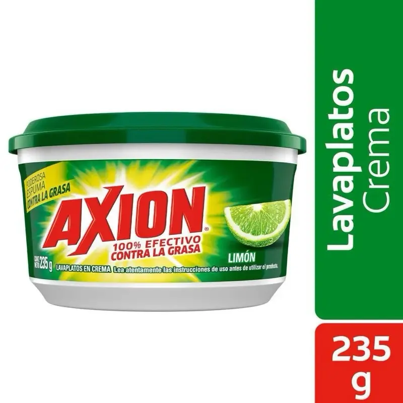 Jabón Axion Solid Dish Soap 235g Package with Lemon Scent, 100% Effective Against Grease