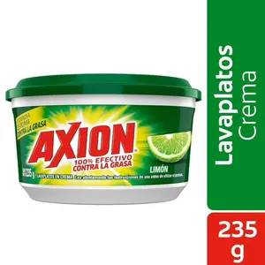 Jabón Axion Solid Dish Soap 235g Package with Lemon Scent, 100% Effective Against Grease
