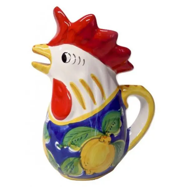 Limoni di Sicilia Blue 10" Large Rooster Pitcher | Made in Sicily