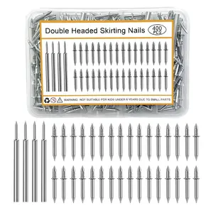Hardware supplies 400 Pcs Double Headed Skirting Nails With 4 Pcs Fixing Sleeve Tools - Invisible Seamless Installation Kit For Baseboards, Trim & Interior Decoration ​