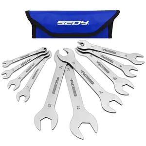 10-Piece Super Thin Open-End Wrench Set, Metric 5.5-27mm, 3mm Thickness Slim Wrench Set for Tight Spaces, Nickel Plated Flat Wrenches with Rolling Storage Pouch