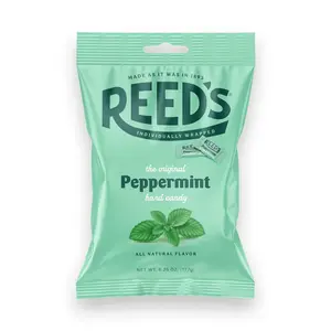 Reed’s Individually Wrapped Peppermint Candy | Traditional Peppermint Hard Candy | Reed’s Candy Hard Peppermint Minty Fresh and Surprisingly Sweet Brought To You By Iconic Candy | 6.25oz Peg Bag (1)