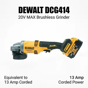 DEWALT 20V FLEXVOLT Grinder DCG414: 1700W Beast for Metal Cutting & Grinding! Cordless Brushless Power, 9000 RPM & Safety E-Clutch. Includes 5.0Ah Battery. Must-Have for Welders & Pro Contractors! Best Tool Deals 2026