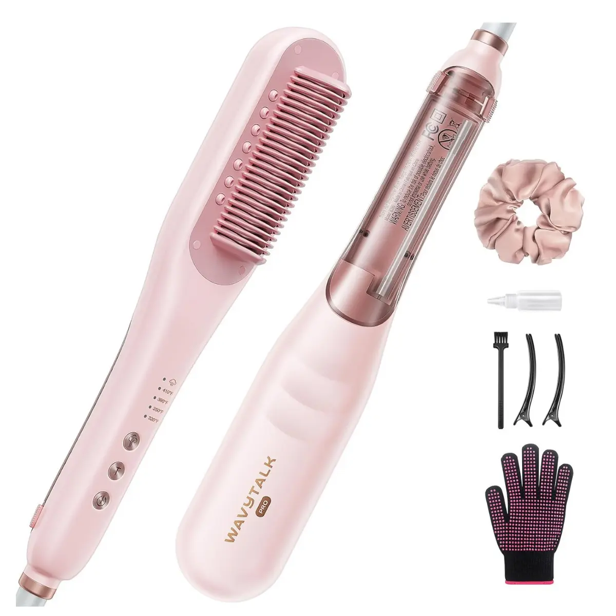 Wavytalk Pro Steam Hair Straightener Brush - 3-in-1 Traditional Tool for Coily Locks, Fast Salon Results, Reduced Damage, Anti-Frizz, Nourishing Benefits