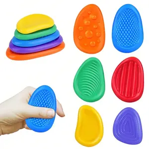 6/12 Sensory Stones, Fidget Stones, Silicone Texture Stress Relief Rocks, Soft Portable Anxiety Relief Toys for Autism Adhd, Easter Basket Filler