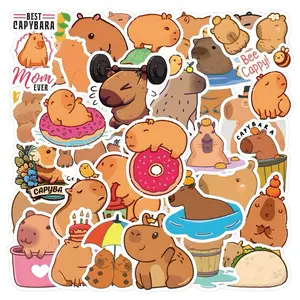 60pcs Capybara Stickers Vinyl Waterproof Aesthetic Cute Cartoon Animals Decals Stickers for Laptop, Water Bottles, Skateboard, Book, Scrapbook Luggage Capybara Decals for Adults, Teens, Kids