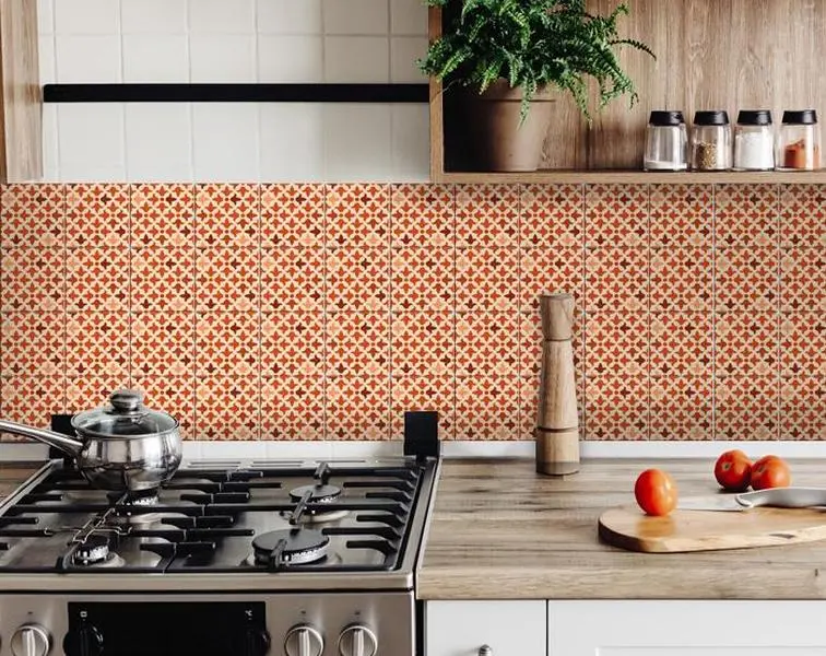 Terra Cotta Red Tango Peel & Stick Tiles, 6x6 in, Home Improvement Building Supplies for Roofing & Flooring, Diy Users