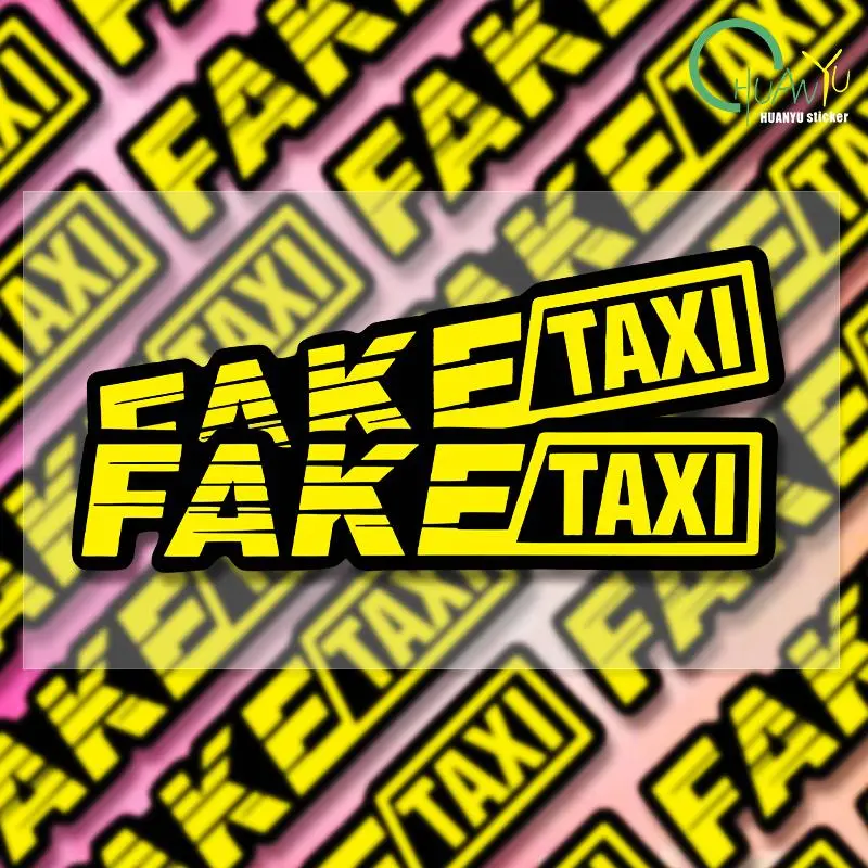 Yellow Fake Taxi Logo Pvc Waterproof Window Laptop Trunk Auto Motorcycle Car Sticker And Decals