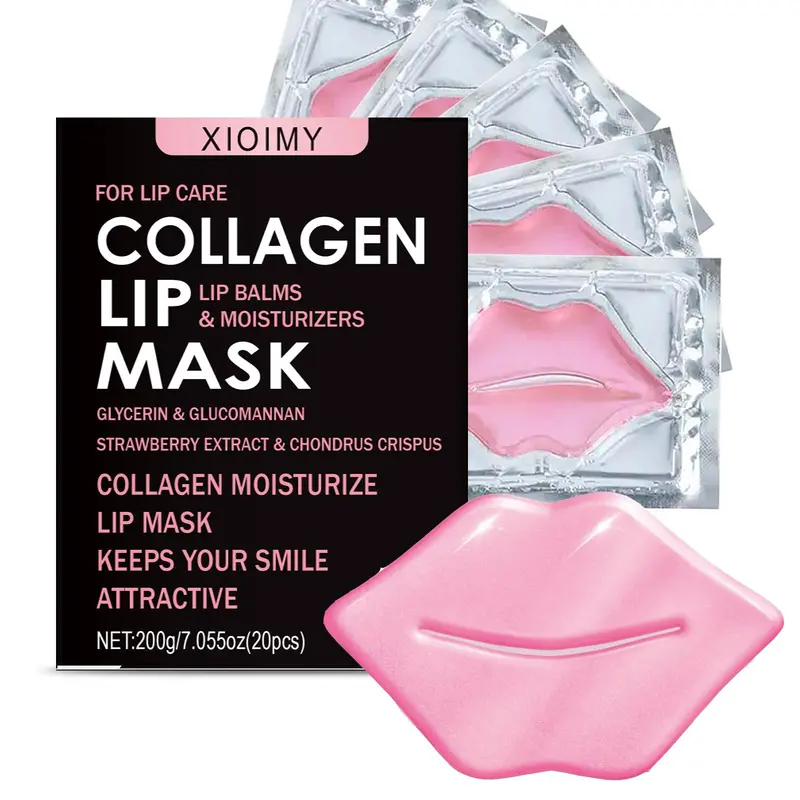 20 Pieces Collagen Lip Mask Lip Balm Lip Care for Deep Nourishment, Moisturizing Overnight Treatment, Brightens and Softens All Skin Types