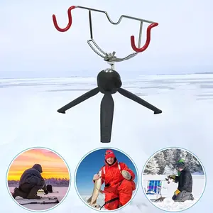 Foldable Dual-Head Ice Fishing Stand, Winter Ice Fishing Raft Rod Holder, Fishing Gear Accessories, Fish Rod Support