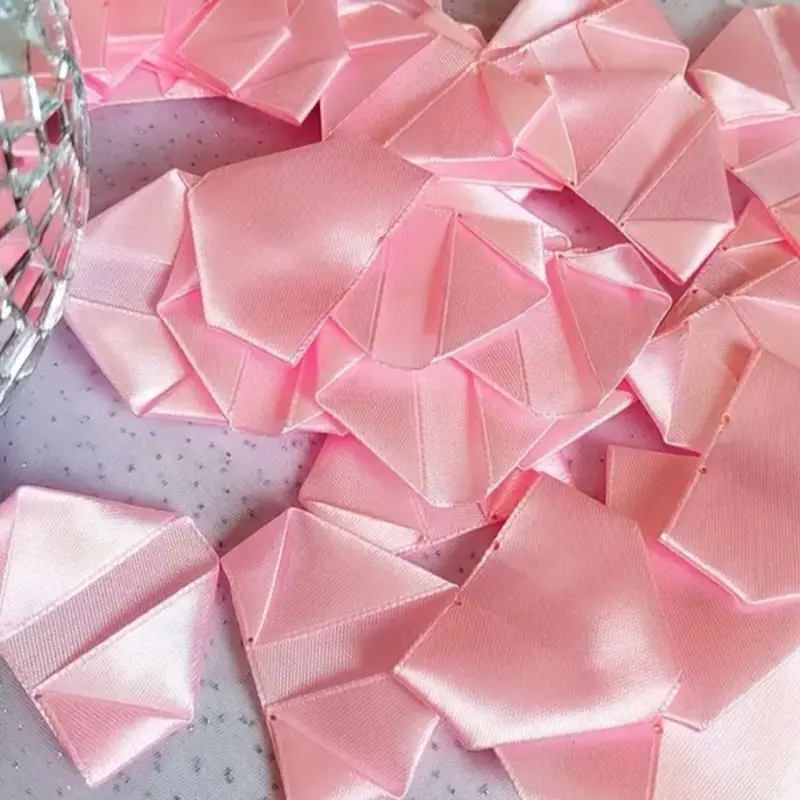 Hand Made Silk Satin Ribbon Rose Petals for Ribbion Roses Eternal Rose Bouquet - multicolored, Colorful Fabric Pieces