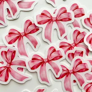 Pink Bow Mini Clear Vinyl Sticker